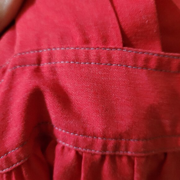 Two Vintage Dresses: Red and Blue Cotton Belted Smock Dresses - Picture 14 of 14